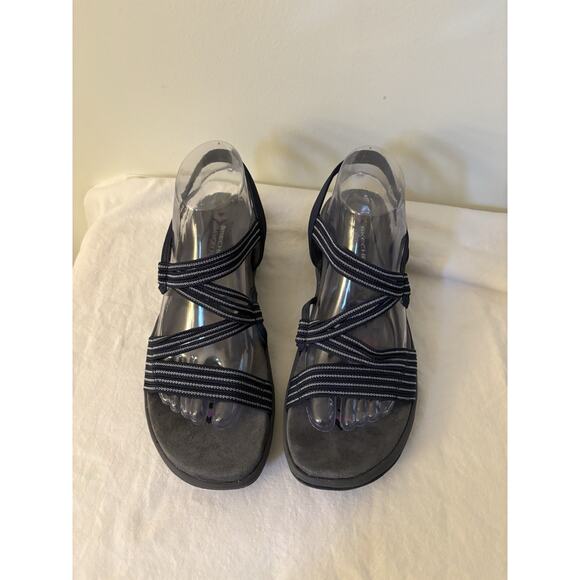 Skechers Womens Size 9 Sandals Reggae Slim Blue Memory Foam Strappy Comfort - Picture 1 of 9